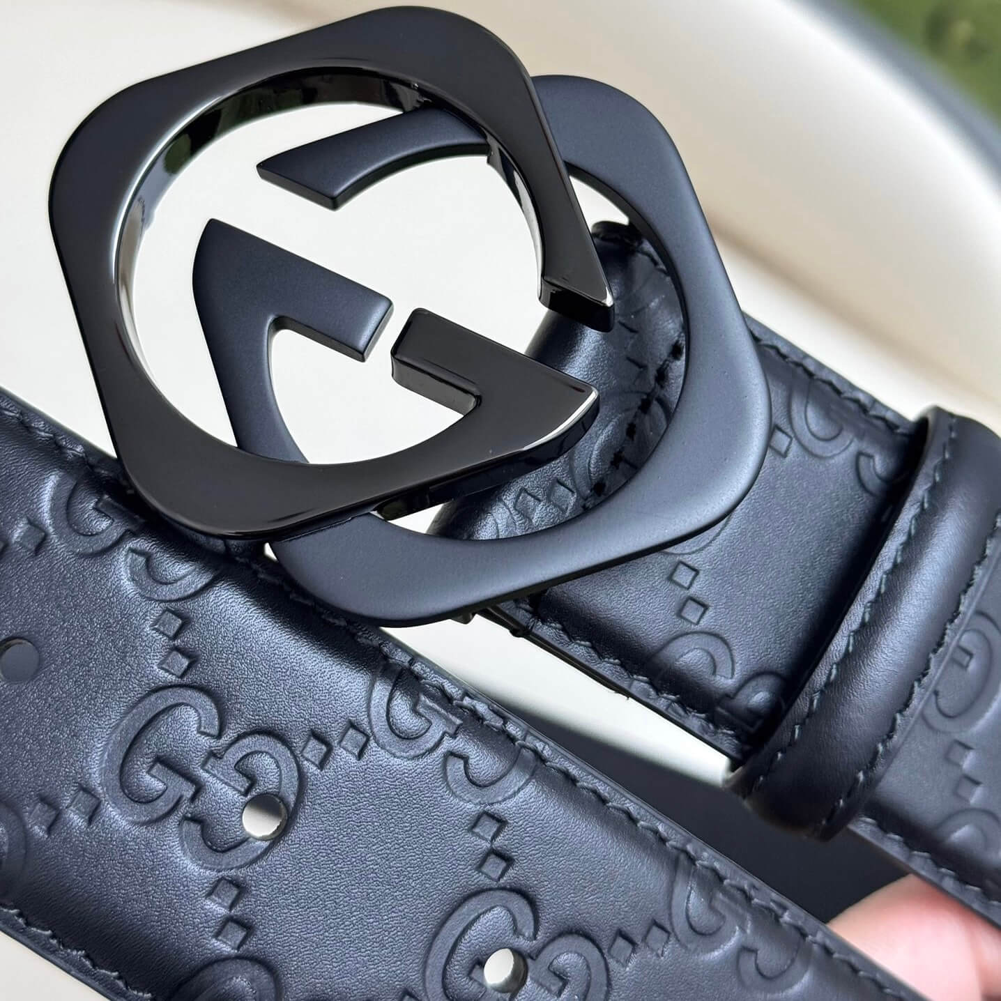 Stylish Two-Color Square Metal Buckle Belt