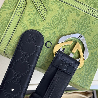 Stylish Two-Color Square Metal Buckle Belt