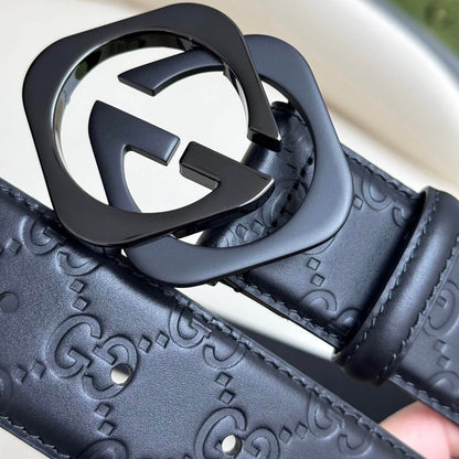 Stylish Two-Color Square Metal Buckle Belt