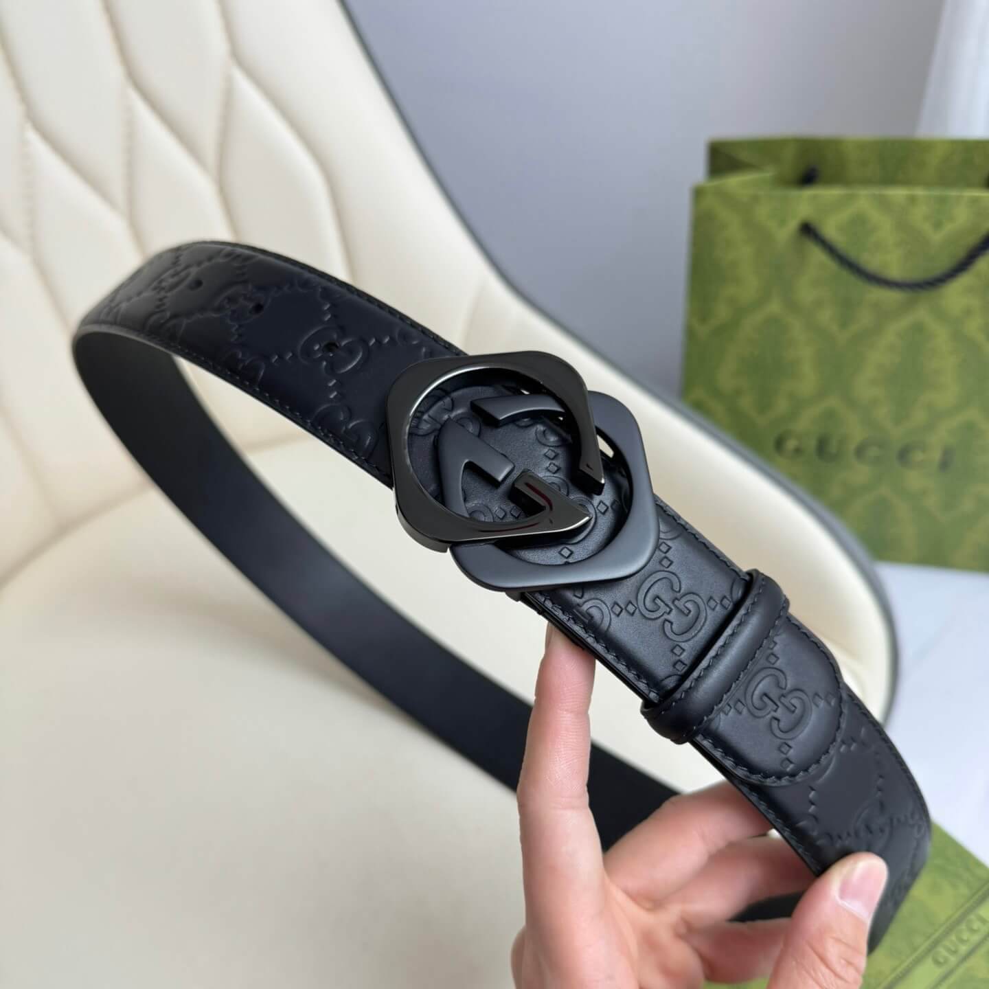 Stylish Two-Color Square Metal Buckle Belt