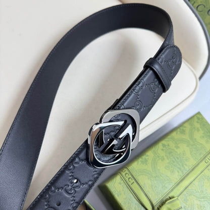 Stylish Two-Color Square Metal Buckle Belt